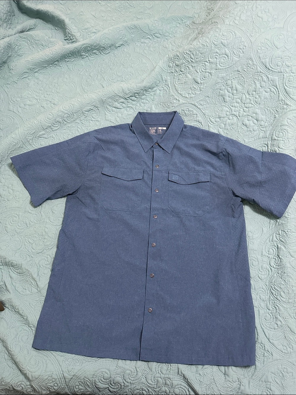 5.11 Tactical Short Sleeve Button-Down Shirt in Navy Blue